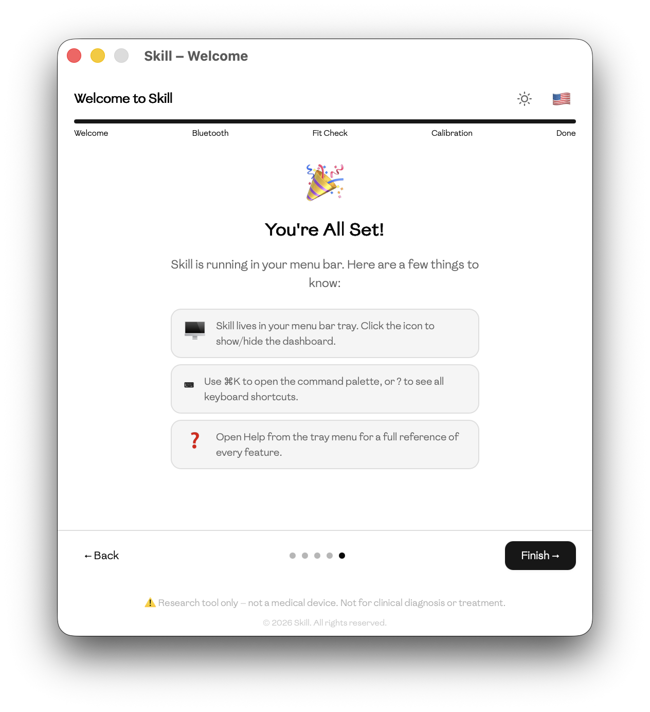 Setup wizard — You're All Set! final screen