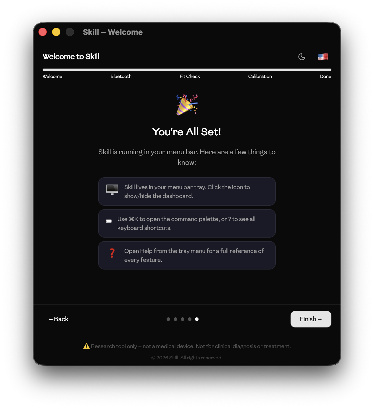 Setup wizard — welcome screen